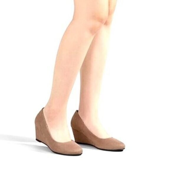 Greatonu Women's Wedge Pumps Closed Toe High Heel Slip on Office Dress Shoes 7.5 - Picture 7 of 7